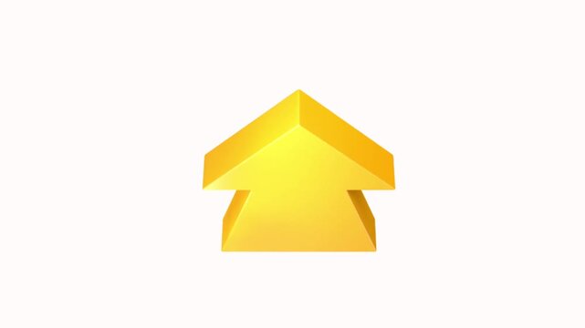 Smooth 3D yellow arrow animated pointing straight up. Great element for growth, success, direction, level up, and promotion concept videos