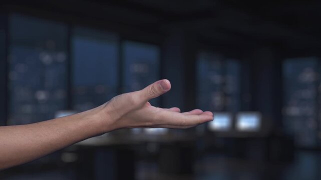 A robotic hand points towards a digital representation of a cost percentage and a data graph, illustrating the intersection of technology and financial analysis in a corporate environment. Synapse