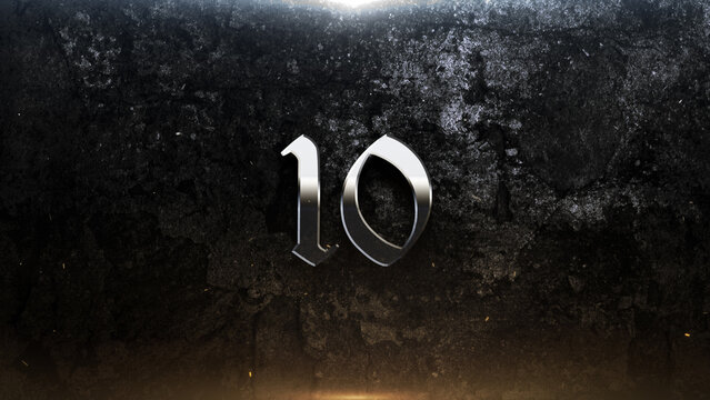Countdown Dramatic Metallic Number On Dark Grungy Medieval Gothic Rock Metal Movie Grunge Action Cinematic Title Trailer Background