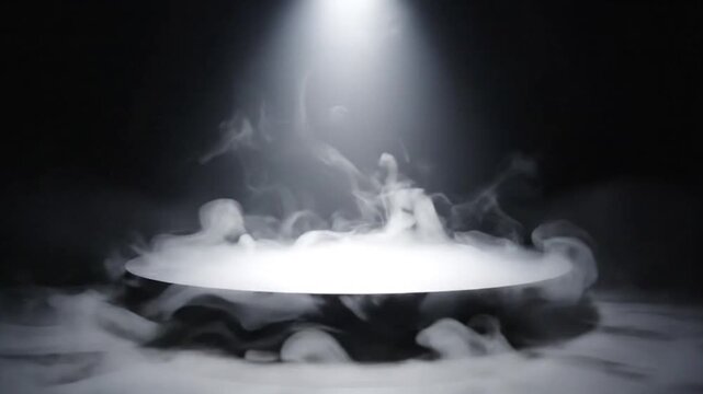 Mysterious Floating Plate Emerging Through Smoke and Light