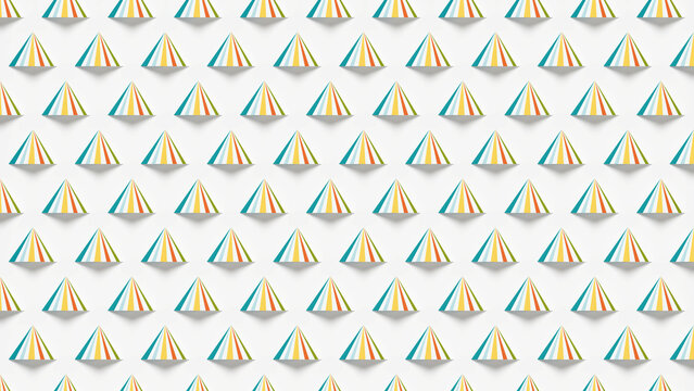 Seamless striped cone party pattern, multicolor vertical stripe cones, teal orange yellow green