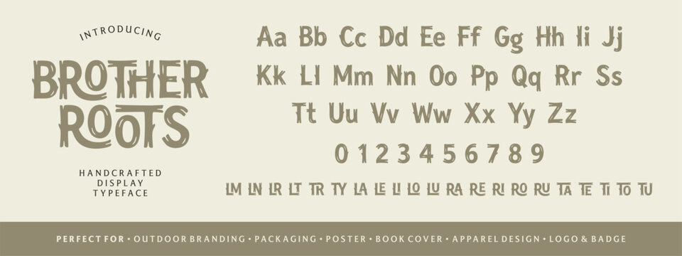 Handcrafted Rustic Display Font Alphabet Set with Uppercase Lowercase Letters and Numbers