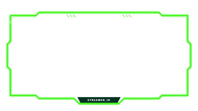 Neon green digital overlay frame for video streaming with streamer ID placeholder