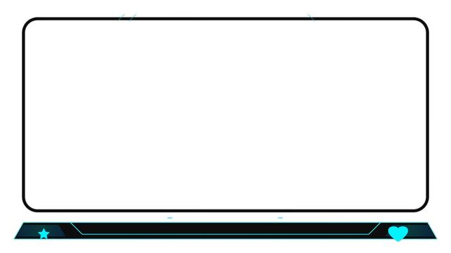 Gaming stream overlay frame with neon blue accents and notification bar