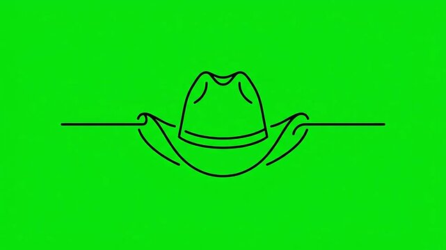 Cartoon Cowboy Hat on Bright Green Background