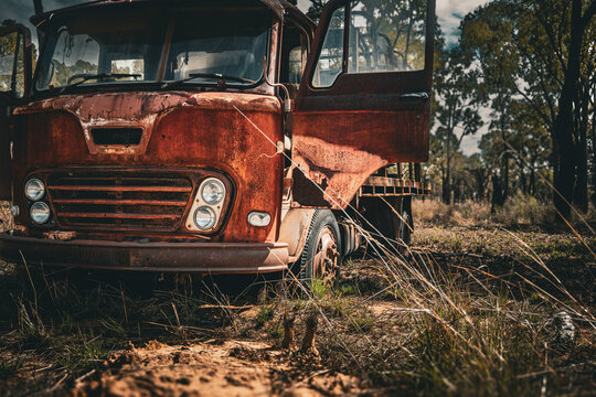 Abandoned burnt out truck