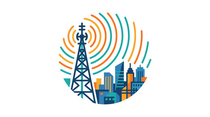 Obraz premium Cell Tower Urban Communication Network.
