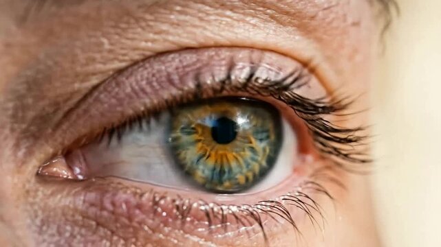 Close-up of Human Eye with Blue Iris and Long Eyelashes