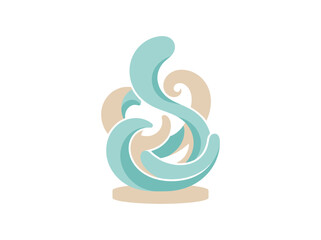 Fototapeta premium Abstract illustration displays a vertical arrangement of swirling waves and organic shapes that mimic the flow of water, providing a clean and contemporary design suitable for modern branding.