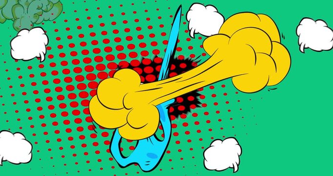 Cartoon background animation, comic book backdrop video. Retro comics pop art design.