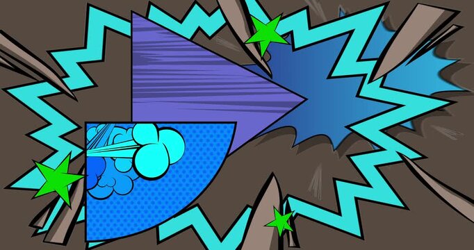 Cartoon background animation, comic book backdrop video. Retro comics pop art design.