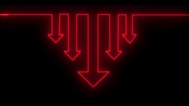 Glowing Downward Arrows Stock Market Crash and Loss Concept Motion Graphic video...
