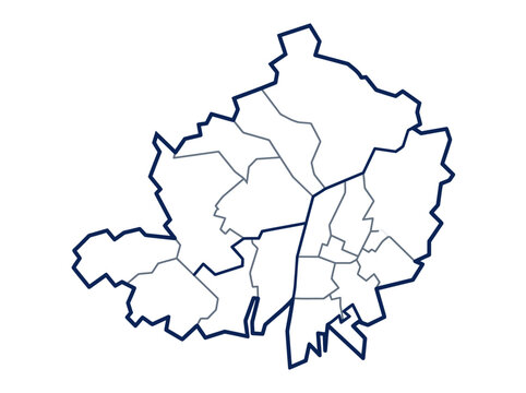 Surrey County Map with Administrative District Boundaries