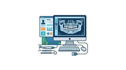 Dental X Ray Computer Setup Illustration. © Muhamad