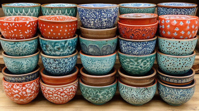 Colorful Ceramic Bowls Collection: Hand-Painted Japanese Style Kitchenware for Serving & Decor