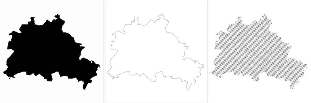 Boundary Berlin map city map outline silhouette vector lineart halftone for urban cartography municipality district administrative