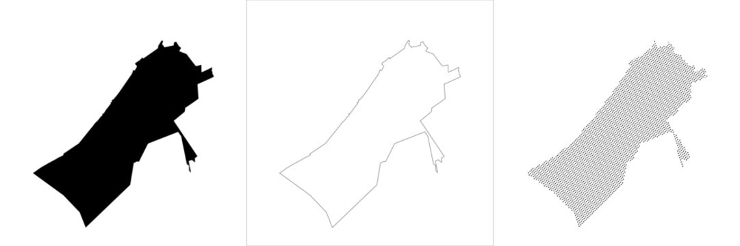 Vector lineart halftone Dubai map city map outline silhouette boundary of urban cartography municipality district administrative