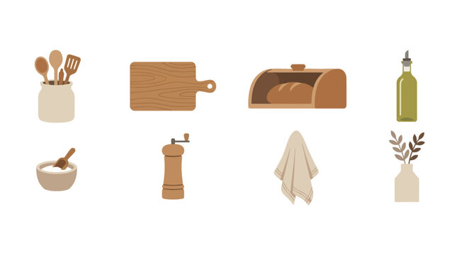 Minimalist kitchen utensils and bread in a breadbox setting for home cooking and baking concepts, with natural and rustic decor accents