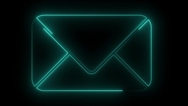 A vibrant red neon glowing envelope icon displayed on a dark black background, representing modern digital communication, email messaging, online correspondence, and internet connectivity.