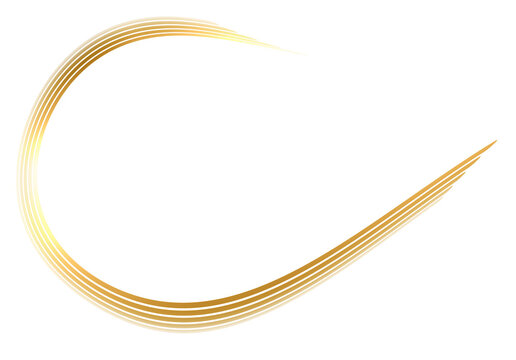 Luxury Gold Swoosh Brush Stroke Design Element PNG Isolated on Transparent Background