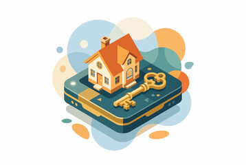 Naklejka premium Isometric Home Insurance and Property Protection Concept