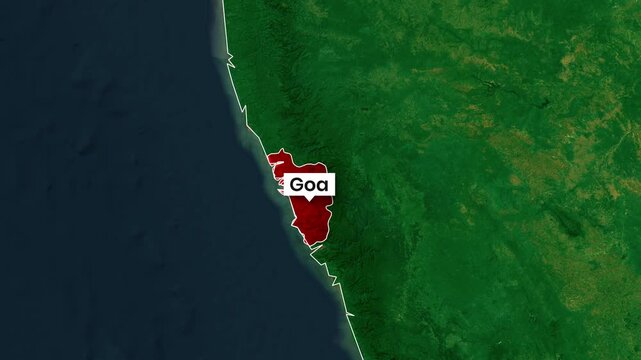 Goa State Highlighted on India Country Map Animation