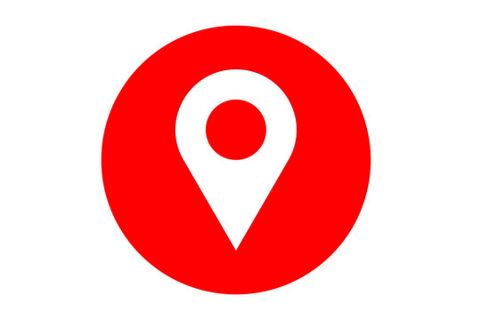 Red location pin icon minimalist map marker navigation button symbol png file with transparent background