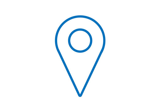 map location pointer blue outline flat design icon png file transparent background