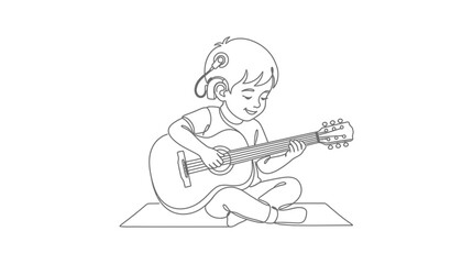 Fototapeta premium Child Playing Guitar