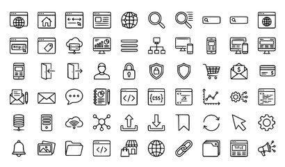 Fototapeta premium Website Web Internet Outline Icons Editable Stroke Homepage Search Vector Collection
