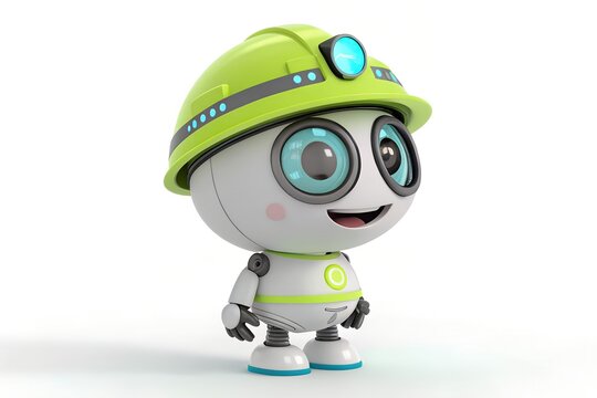 High Quality Premium 3D CGI Visualization of an Adorable Futuristic Robot Character Isolated on White Background