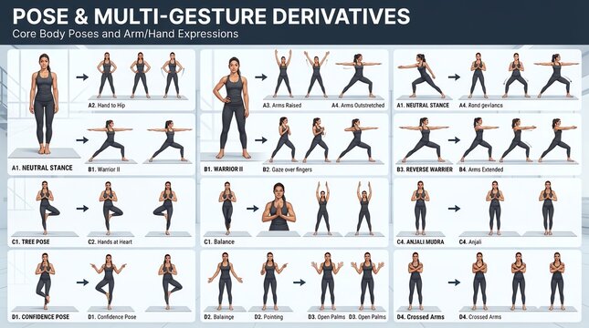 Pose and Multi-Gesture Derivatives Demonstration for Photography.