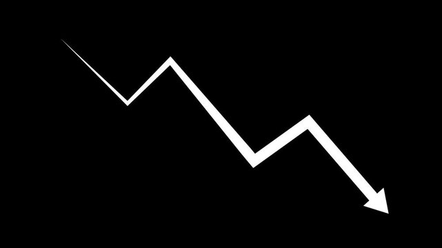 Dynamic white line graph animation illustrating volatile financial market trends, economic fluctuations, business performance analysis, and stock market data visualization on a clean black background