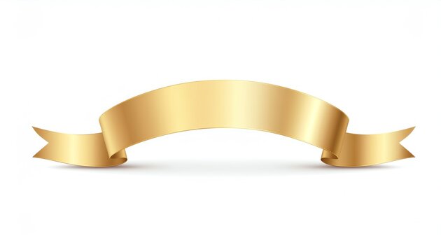 Elegant curved gold ribbon banner for awards, celebrations, and luxury certificate designs on a white background