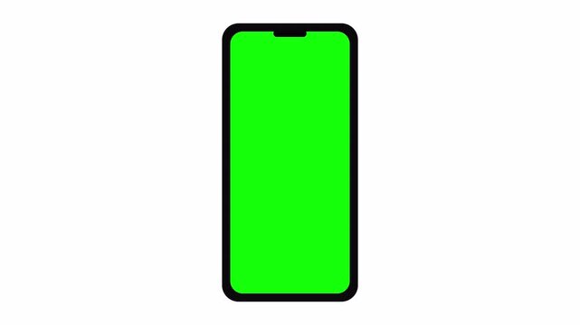 Smartphone mockup with green screen animation, single mobile phone motion graphic with alpha channel, transparent background for app advertisement