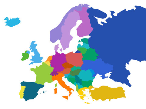 Colorful Geometric Map of Europe with Stylized Country Borders