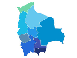 Fototapeta premium Bolivia Administrative Map with Blue Department Divisions