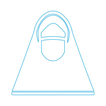 Islamic hijab veil outline blue icon