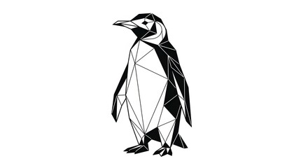 Minimalist Geometric Penguin Illustration Featuring Abstract Triangular Polygon Artistic Design for Modern Creative Projects