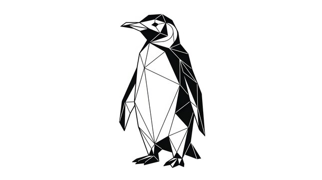 Minimalist Geometric Penguin Illustration Featuring Abstract Triangular Polygon Artistic Design for Modern Creative Projects
