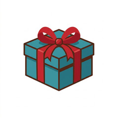 Fototapeta premium Colorful gift box with red ribbon bow illustration.