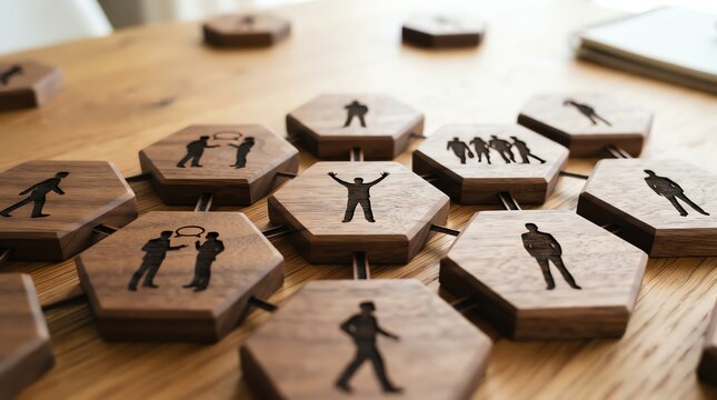 Teamwork and Collaboration Concept with Wooden Human Figures.