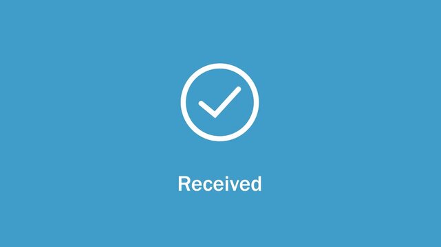 Minimalist animated checkmark appearing on a solid blue background, representing successful order, received, task completion, verified status, and, digital confirmation for, modern user interfaces