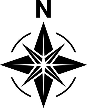 Black north direction symbol for map. Compass rose sign