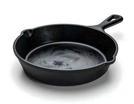 Black Cast Iron Skillet with Steam Inside.