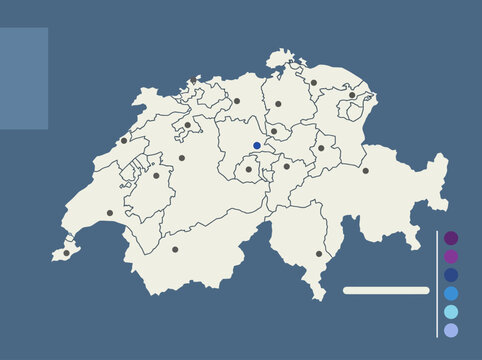Minimalist Switzerland Infographic Map with Cantons and City Markers