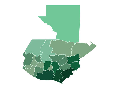 Guatemala Green Administrative Map with Departments