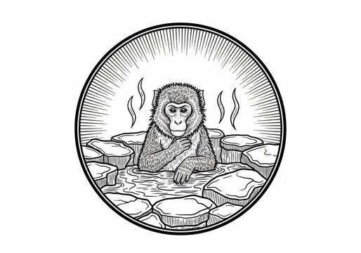 Zen Simian Steam: A Textured Etching of Nature's Embrace