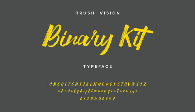 Elegant lettering font handdrawn brush style art uppercase,numbers .modern serif fonts typography,  vintage casual creative vector ilustration casual design fashion