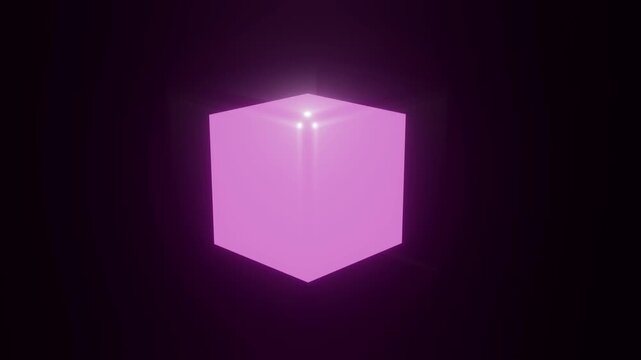 Glowing colorful cube morphing shapes with dynamic light rays in sequence.